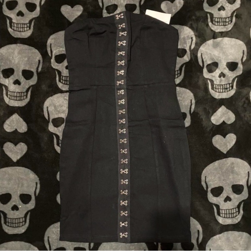 Gothic Black Strapless Dress